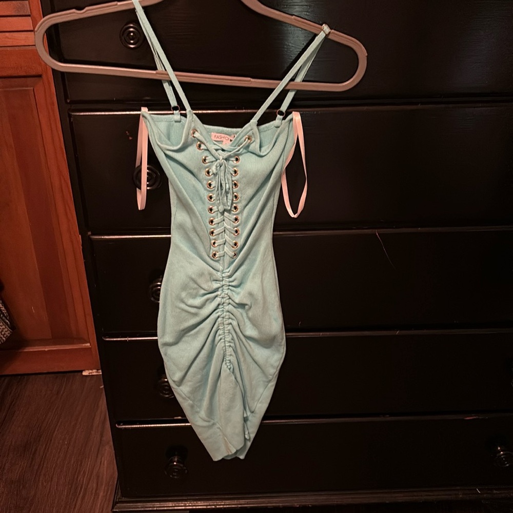 Fashion Nova size XS teal mini dress